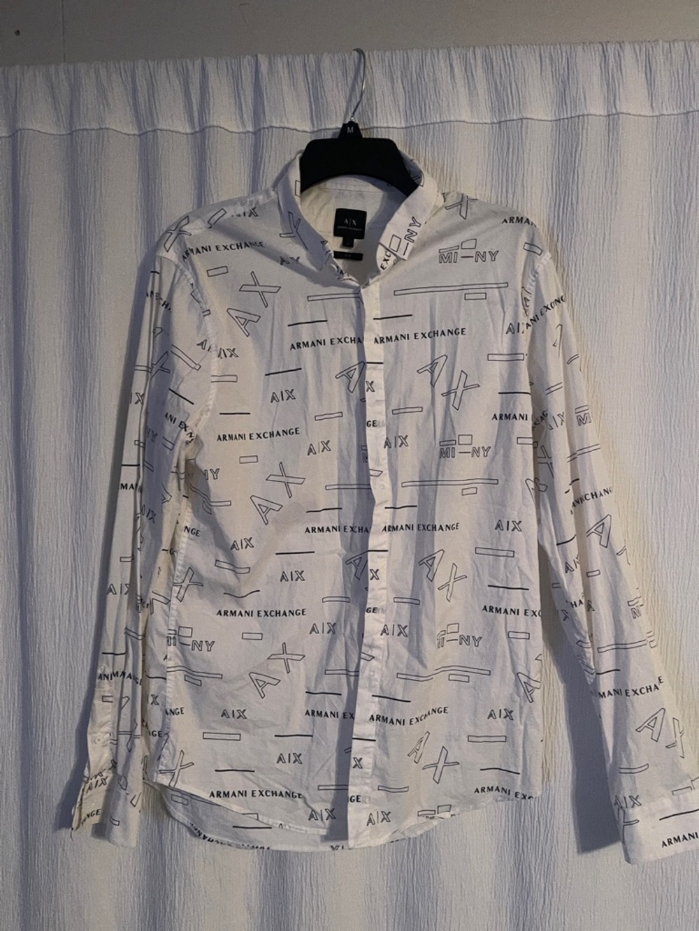 Armani Exchange White Shirt with Black Logo Print